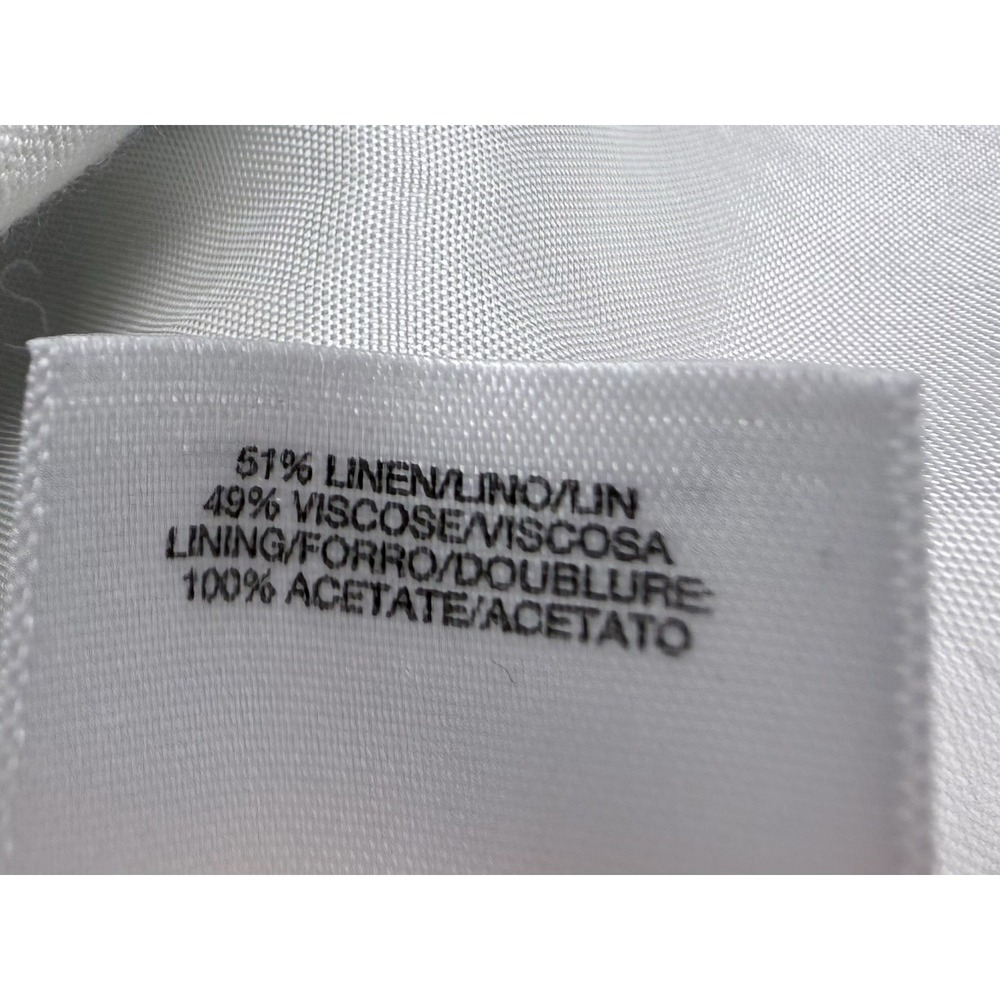 Nine West Womens 14 Dress Blazer Suit Set Grey White Stripe Linen Blend Tie Cuff - Picture 11 of 13